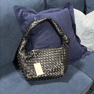 Chic Black Woven Shoulder Bag